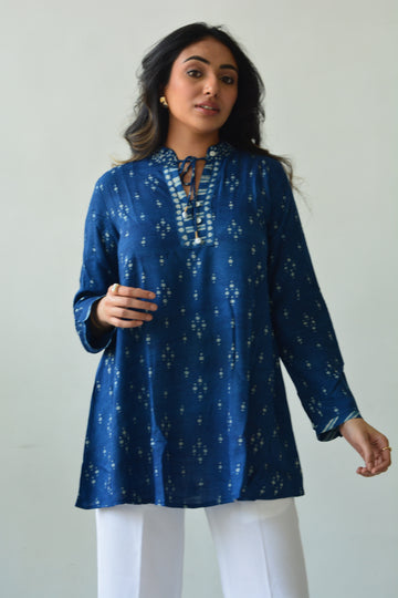 Indigo Tunic Top - Hand Block Print