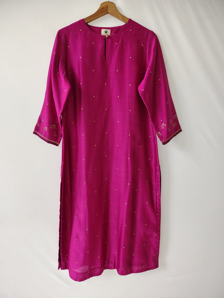Rani Pink Gota Patti Hand Embroidered Kurta & Pant Set