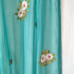 Festive Floral Hand Embroidered Gota Patti Dupatta