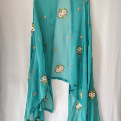 Festive Floral Hand Embroidered Gota Patti Dupatta