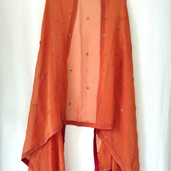 Rust Hand Embroidered Festive Gota Patti Dupatta