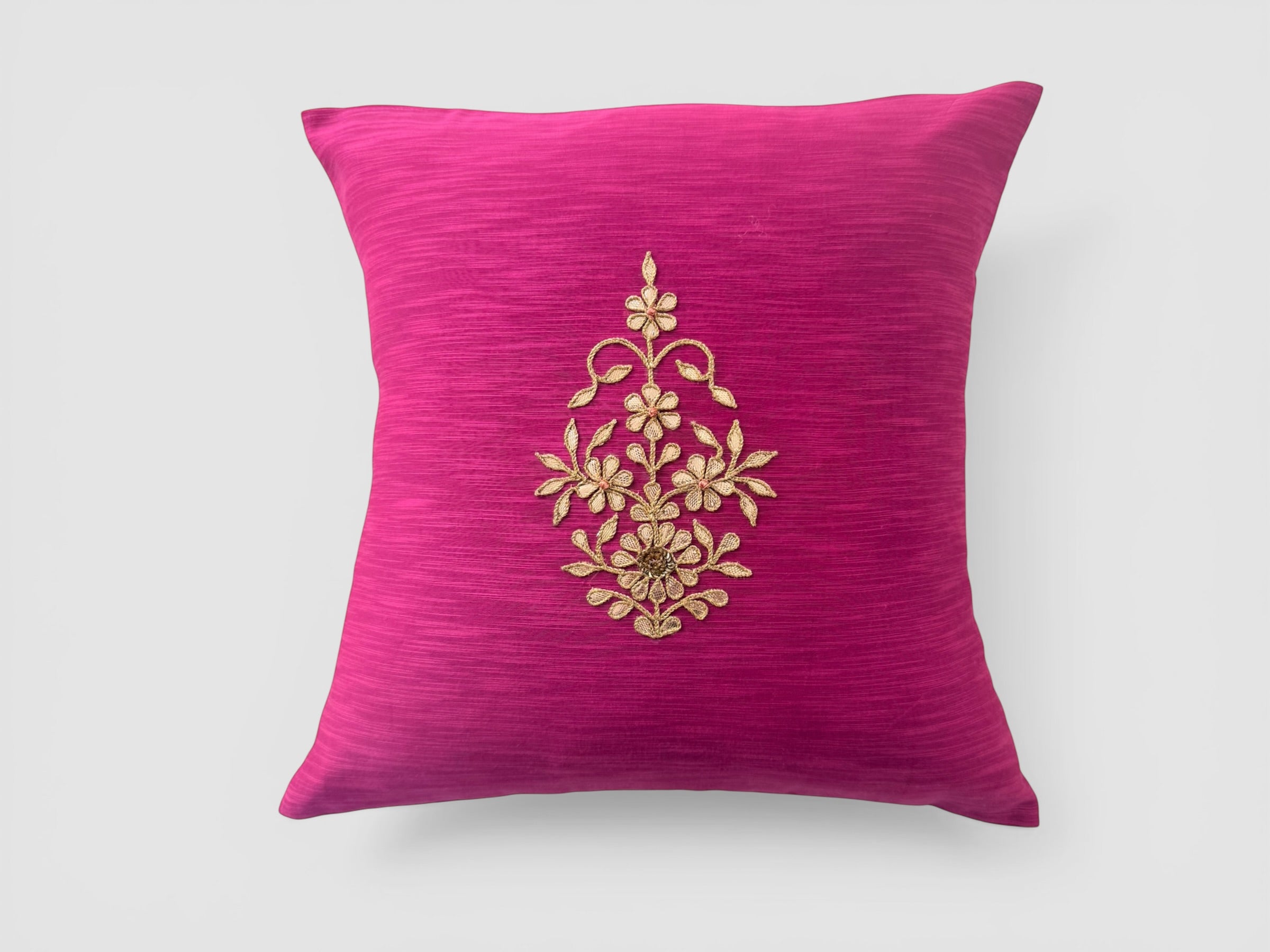 Fuschia Gotapatti Buta Cushion Cover