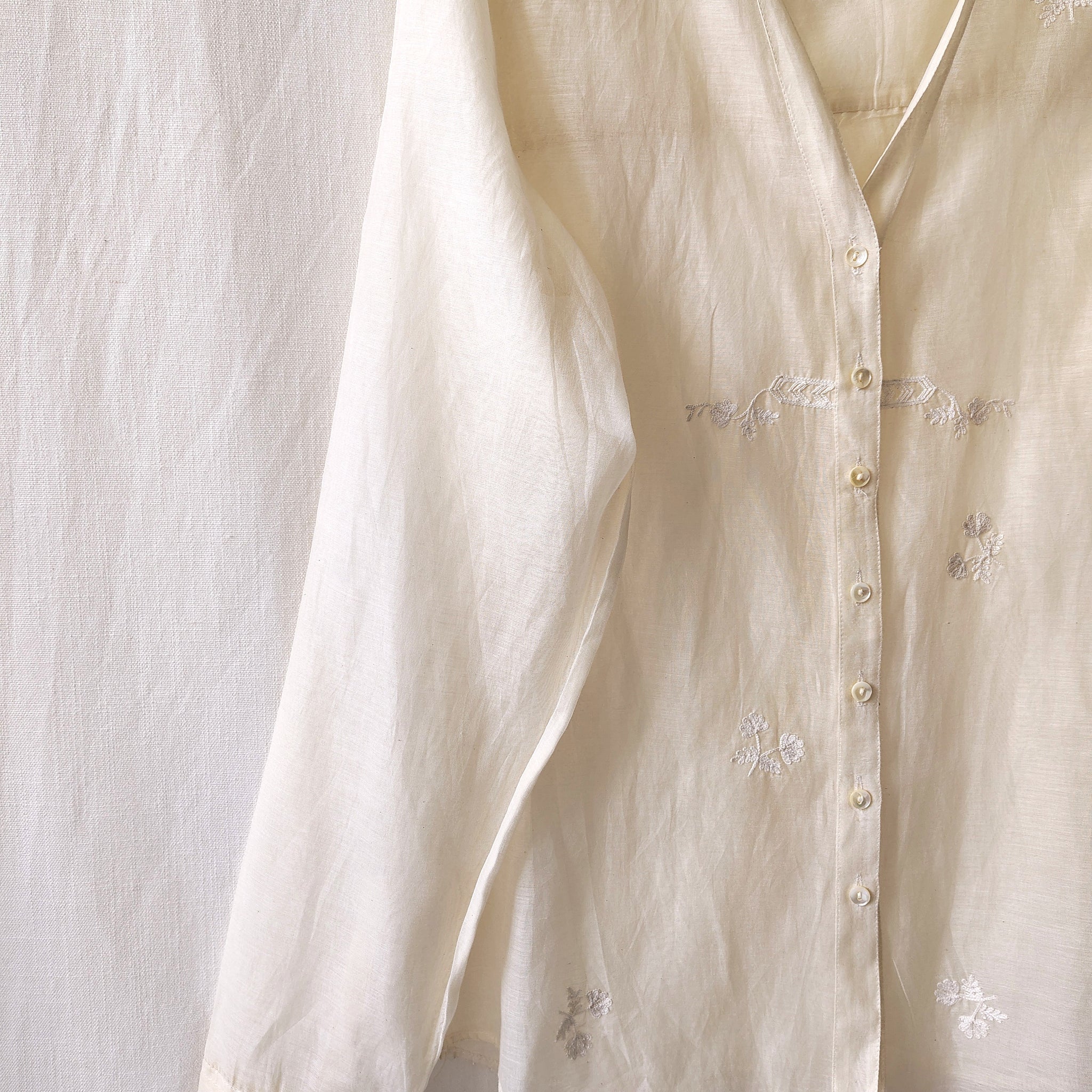 Hand Embroidered Sheer Chanderi Shirt