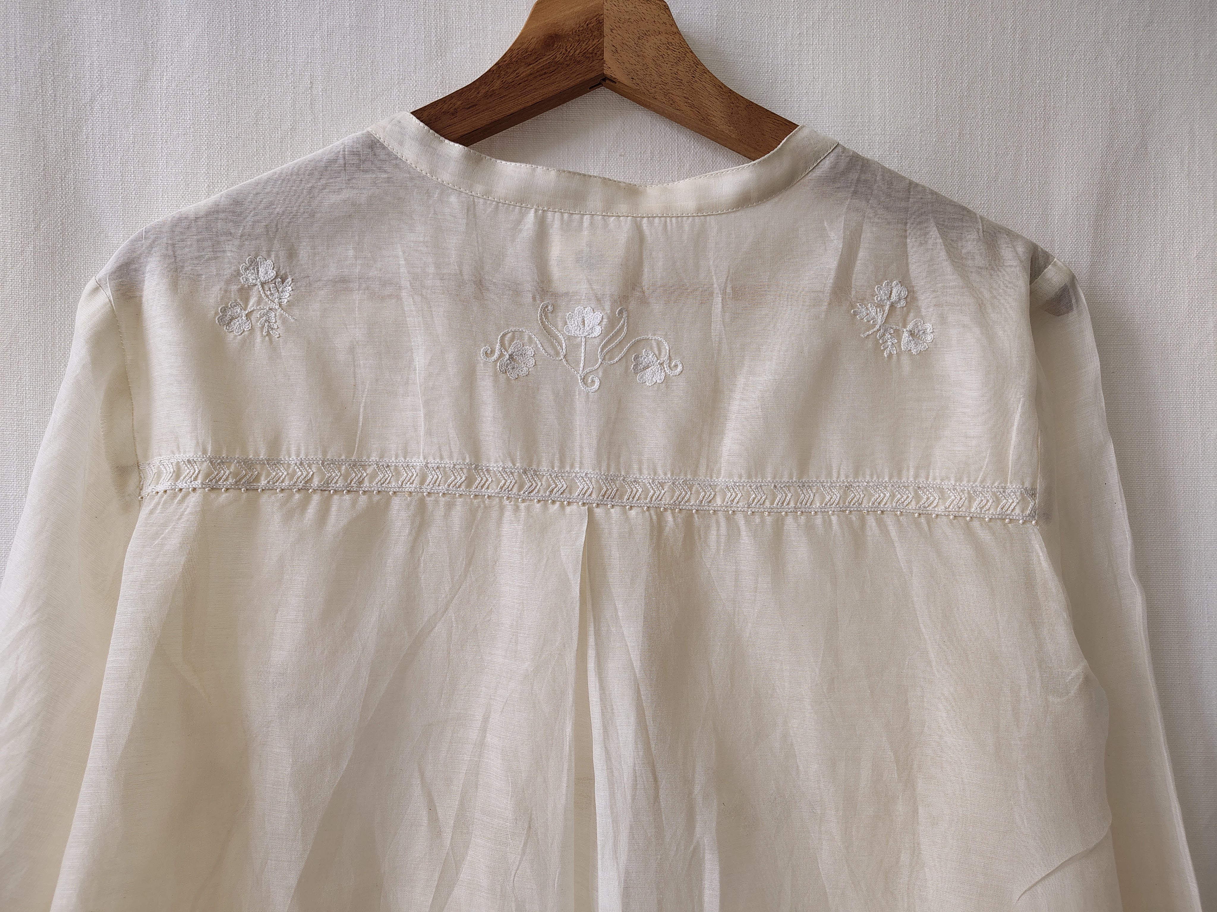 Hand Embroidered Sheer Chanderi Shirt