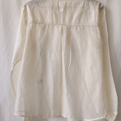Natural White Hand Embroidered Floral Sheer Shirt