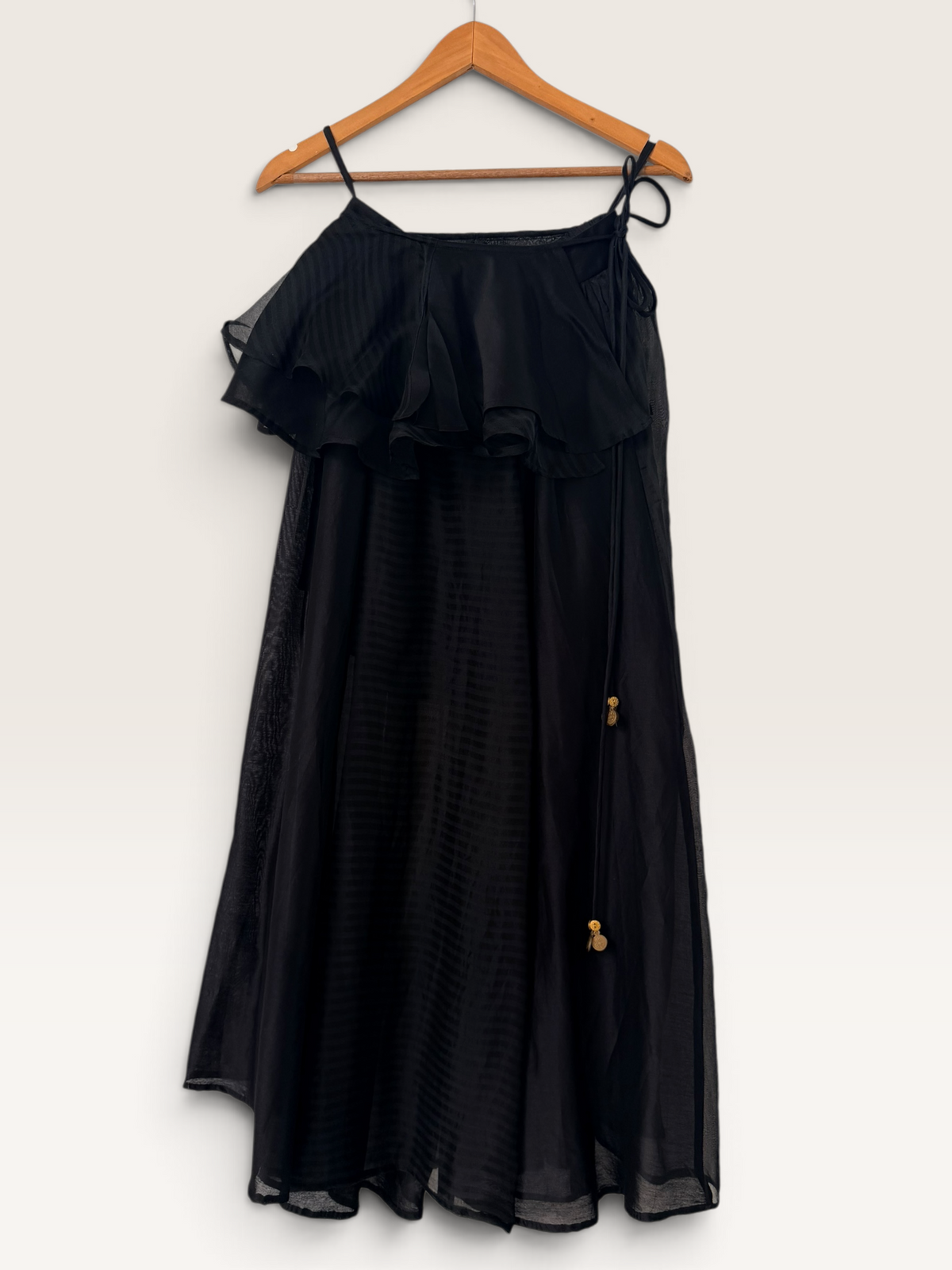 Black sheer panelled skirt and peplum belt
