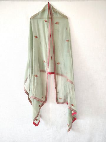 Hand Embroidered Festive Cotton Silk Chanderi Dupatta