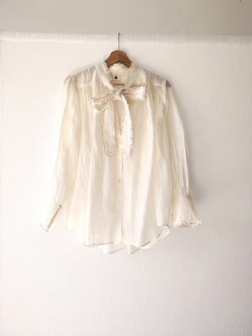 Victorian Frill Shirt with a Tie - Chanderi Sheer Blouse