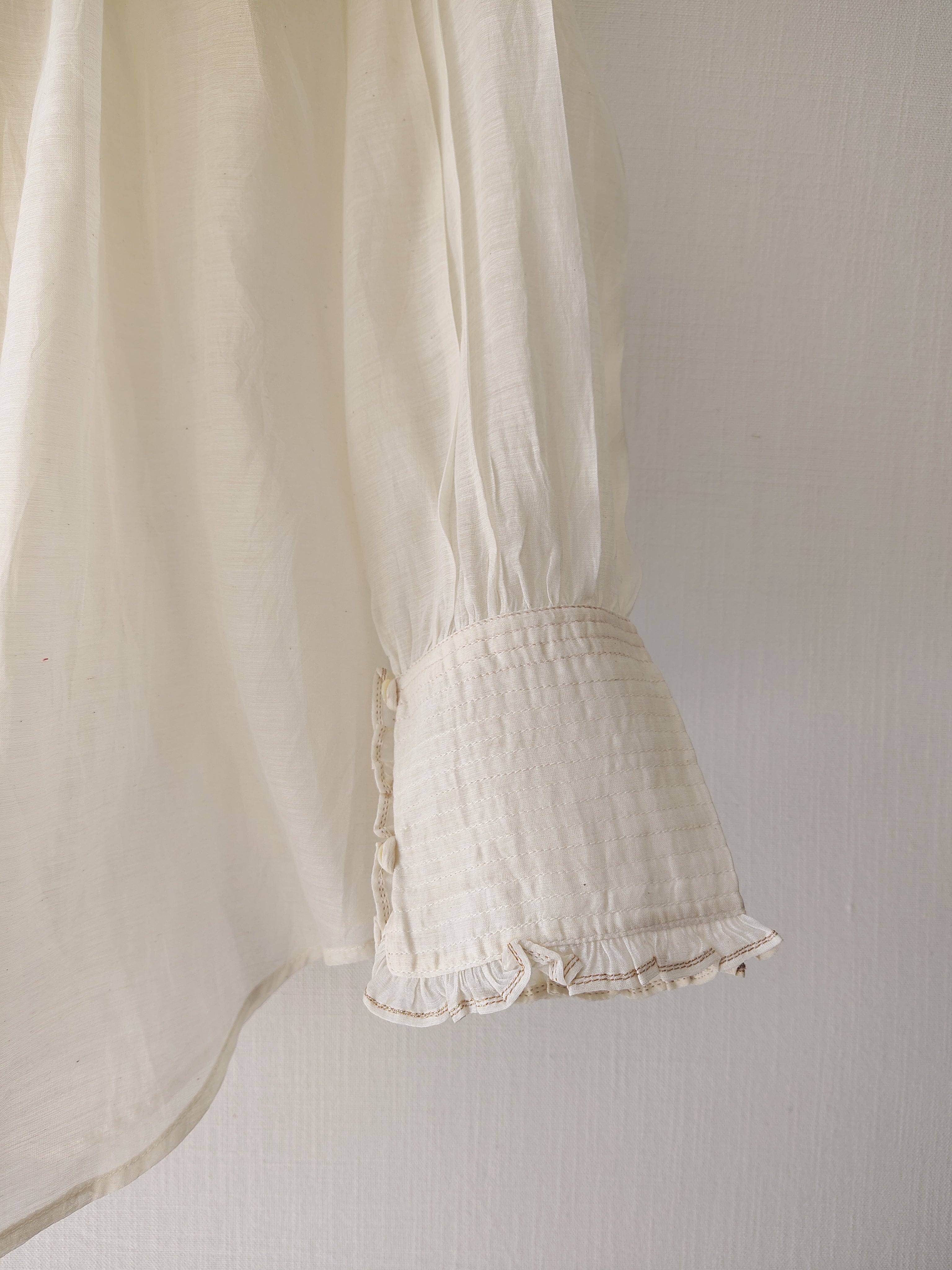 Victorian Frill Shirt with a Tie - Chanderi Sheer Blouse