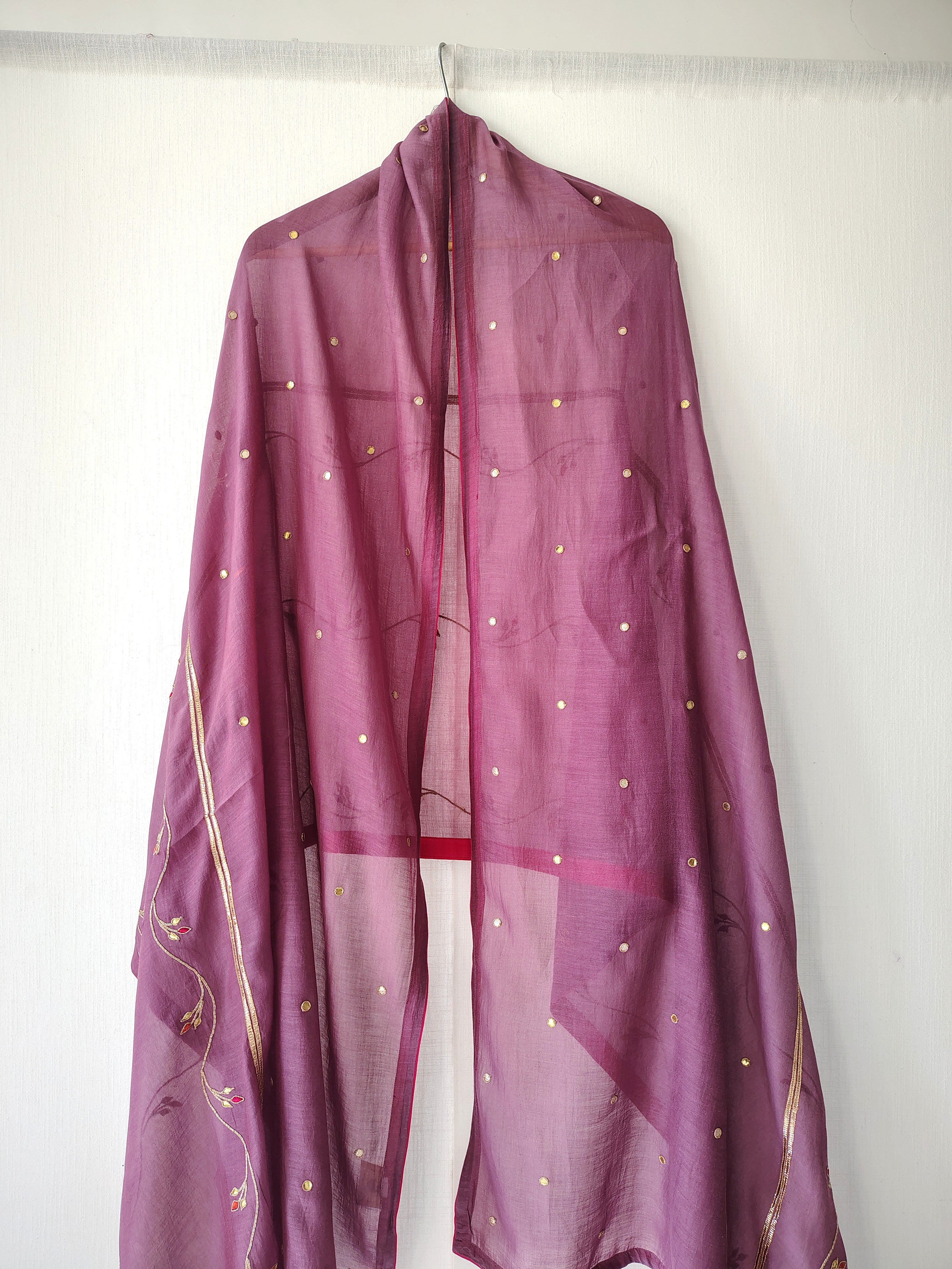 Hand Embroidered Gota-Patti Festive Bel Dupatta