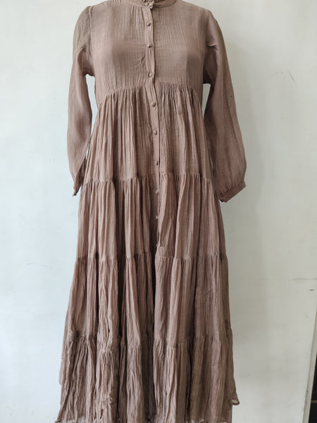Grey Chanderi Tiered Dress