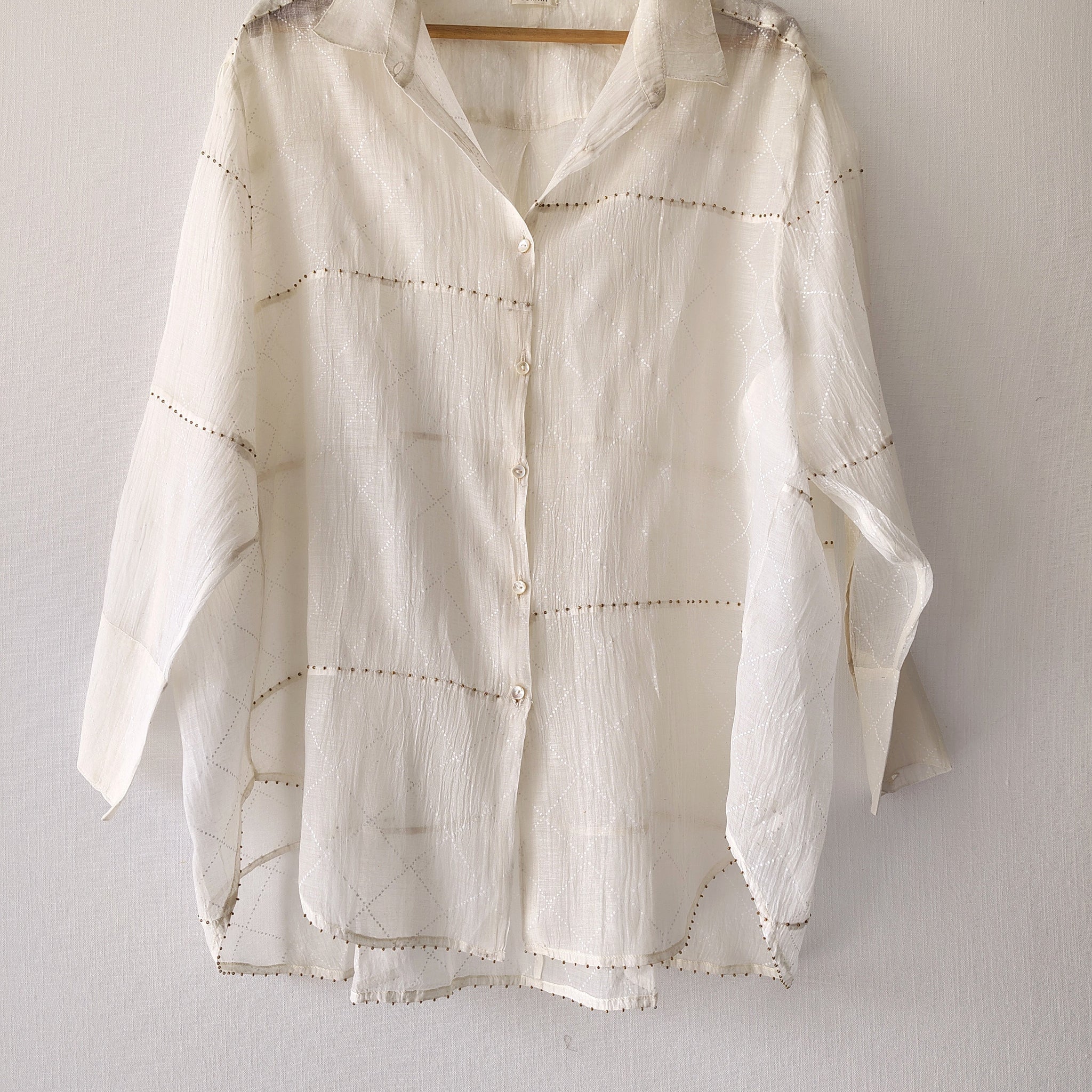 Sheer Chanderi Shirt - Hand Beaded