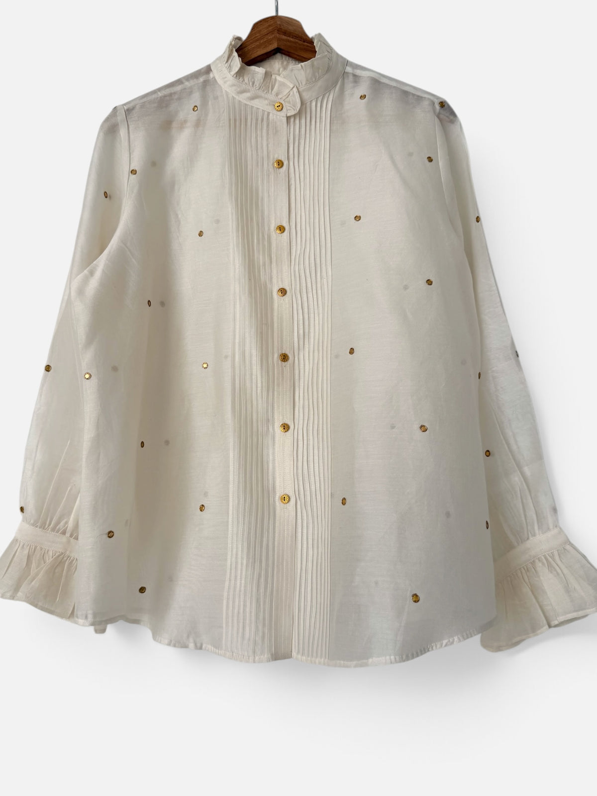 Ivory Gota-Polka Tuxedo shirt