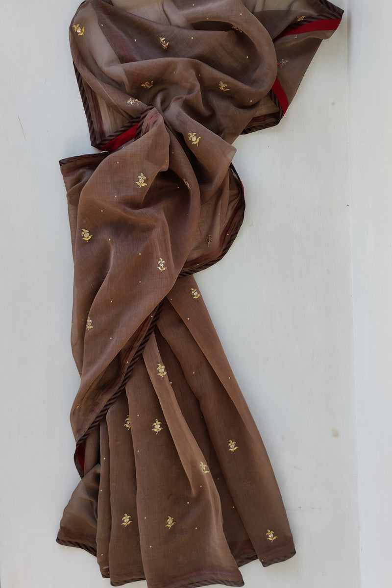 Taupe Dilphool saree