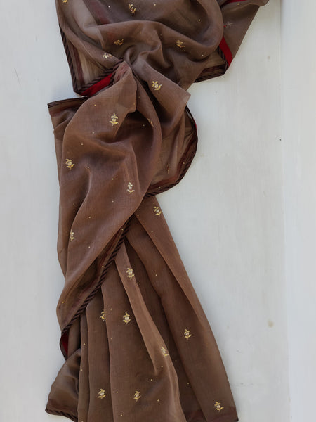 Taupe Dilphool saree