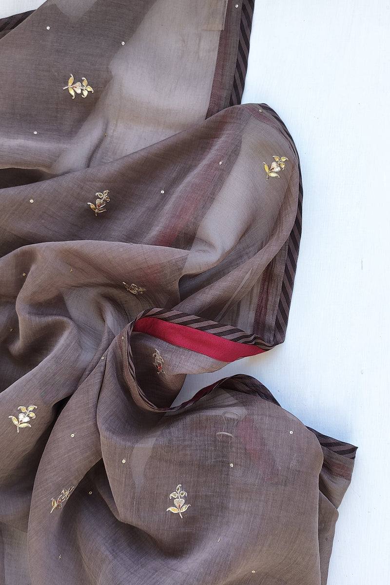 Taupe Dilphool saree