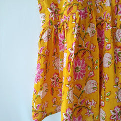 Yellow Tropical Sleeveless Cotton Strappy Tank Top