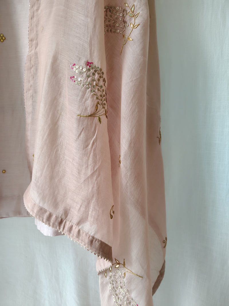 Rose Pink Gota Patti Hand Embroidered Suit Set with Dupatta
