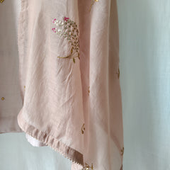 Rose Pink Gota Patti Hand Embroidered Suit Set with Dupatta
