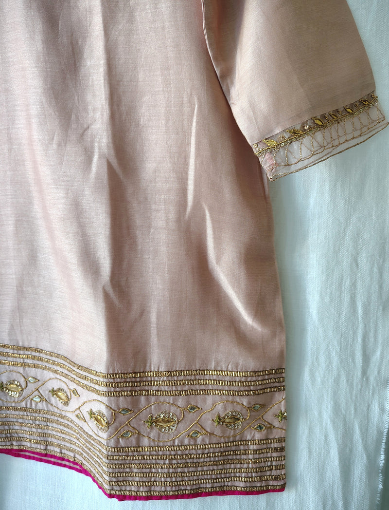 Light Pink Hand Embroidered Gota Patti Sharara Set