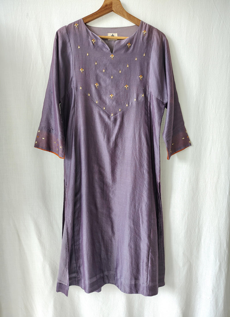 Lavender Gota Patti Hand Embroidered Kurta & Pants Set