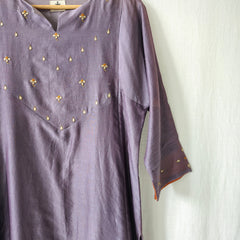 Lavender Gota Patti Hand Embroidered Kurta & Pants Set