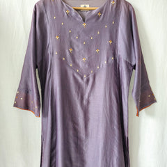 Lavender Gota Patti Hand Embroidered Kurta & Pants Set