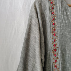 Grey Gota Patti Hand Embroidered Kurta & Pants Set