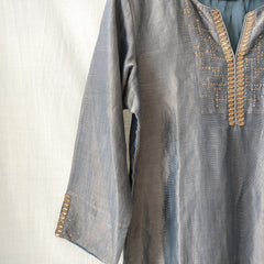 Grey Gold Gota Patti Hand Embroidered Kurta & Pants Set