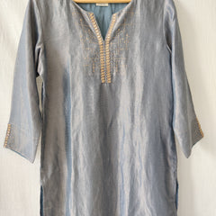 Grey Gold Gota Patti Hand Embroidered Kurta & Pants Set