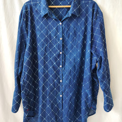 Indigo Loose Fit Cotton Shirt Block Print