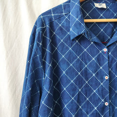 Indigo Loose Fit Cotton Shirt Block Print