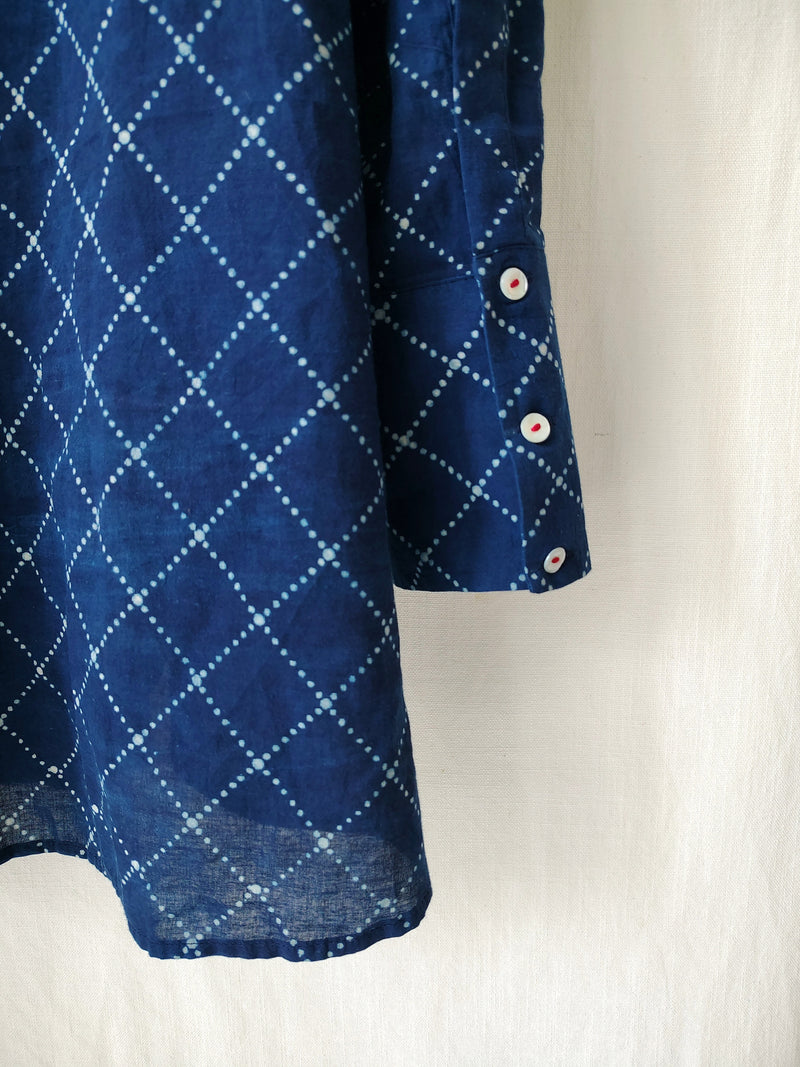 Indigo Loose Fit Cotton Shirt Block Print
