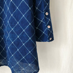 Indigo Loose Fit Cotton Shirt Block Print