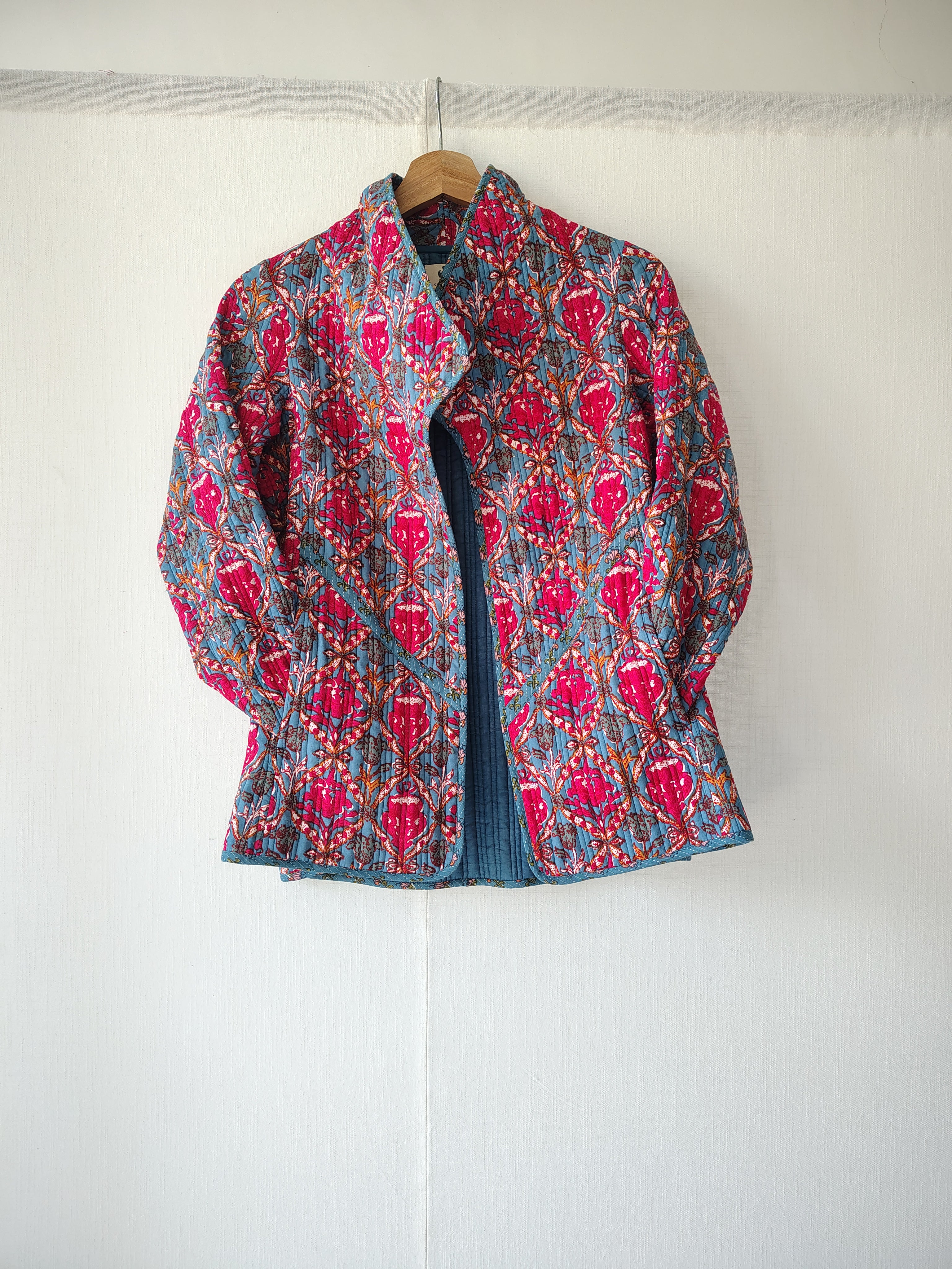 Block Printed Cotton Jacket - Hand Quilted