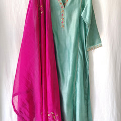 Ethnic Hand Embroidered Gota Patti Kurta Set with Dupatta