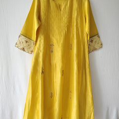 Yellow Hand Embroidered Gota Patti Kurta Set with Dupatta