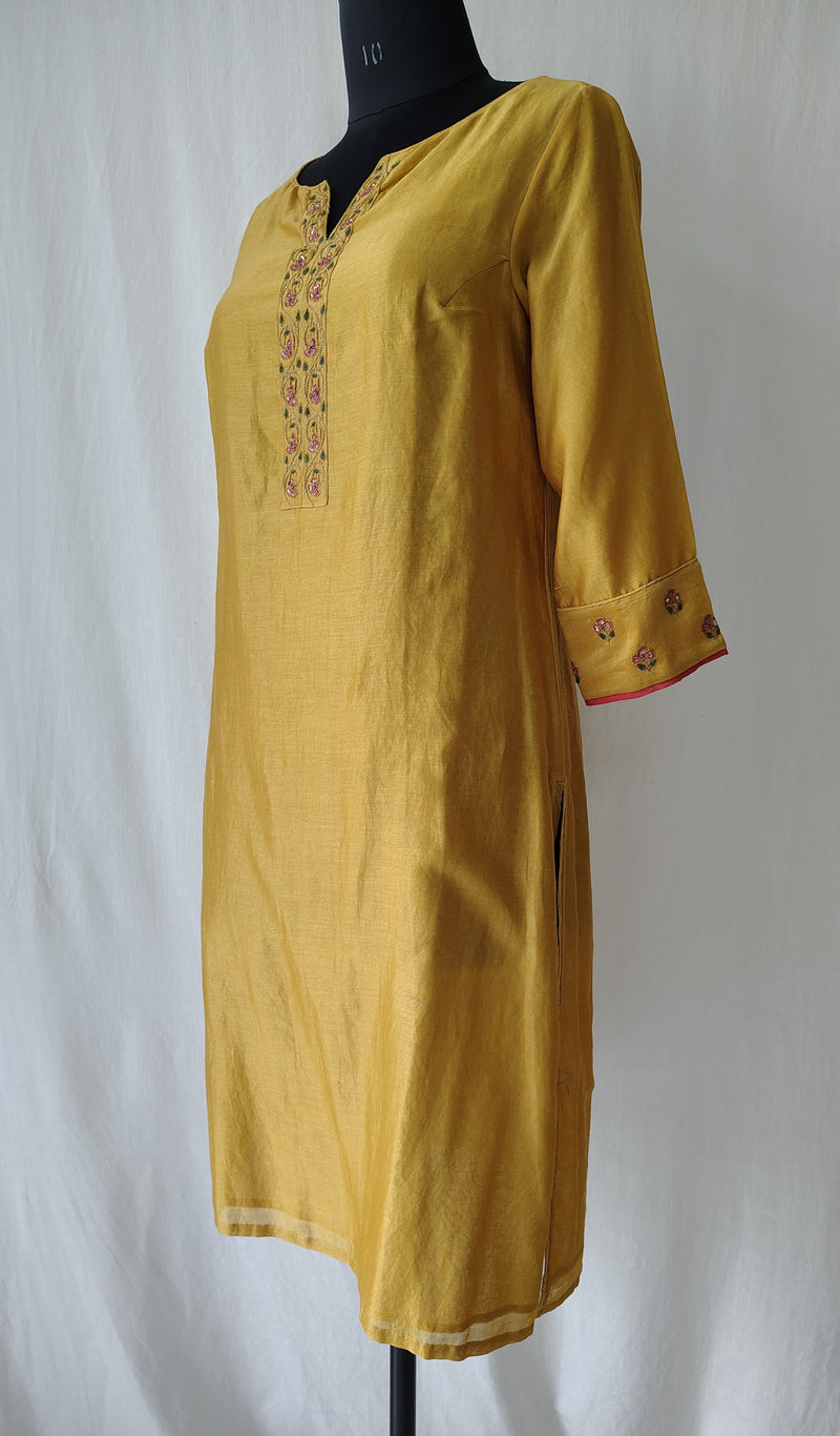 Mustard & Pink Gota Patti Hand Embroidered Suit Set with Dupatta