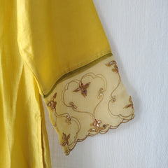 Yellow Hand Embroidered Gota Patti Kurta Set with Dupatta