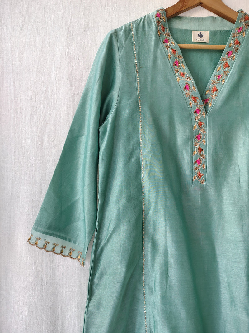 Ethnic Hand Embroidered Gota Patti Kurta Set with Dupatta