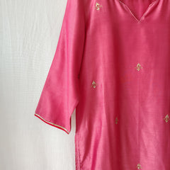 Pink & Red Gota Patti Hand Embroidered Kurta Set with Dupatta