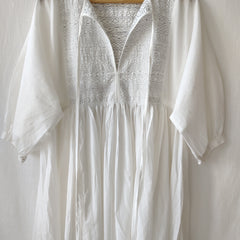 White Tie & Dye Cotton Midi Flared Dress