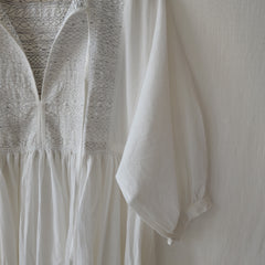 White Tie & Dye Cotton Midi Flared Dress