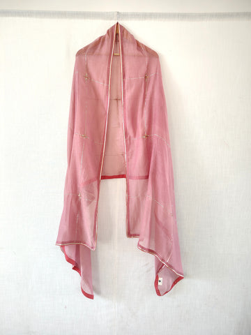 Dusky Pink Embroidered Aari-Zardozi Festive Dupatta