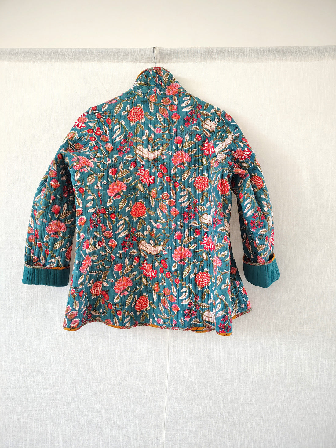 Boho Quilted Jacket Floral - Hand Block Printed
