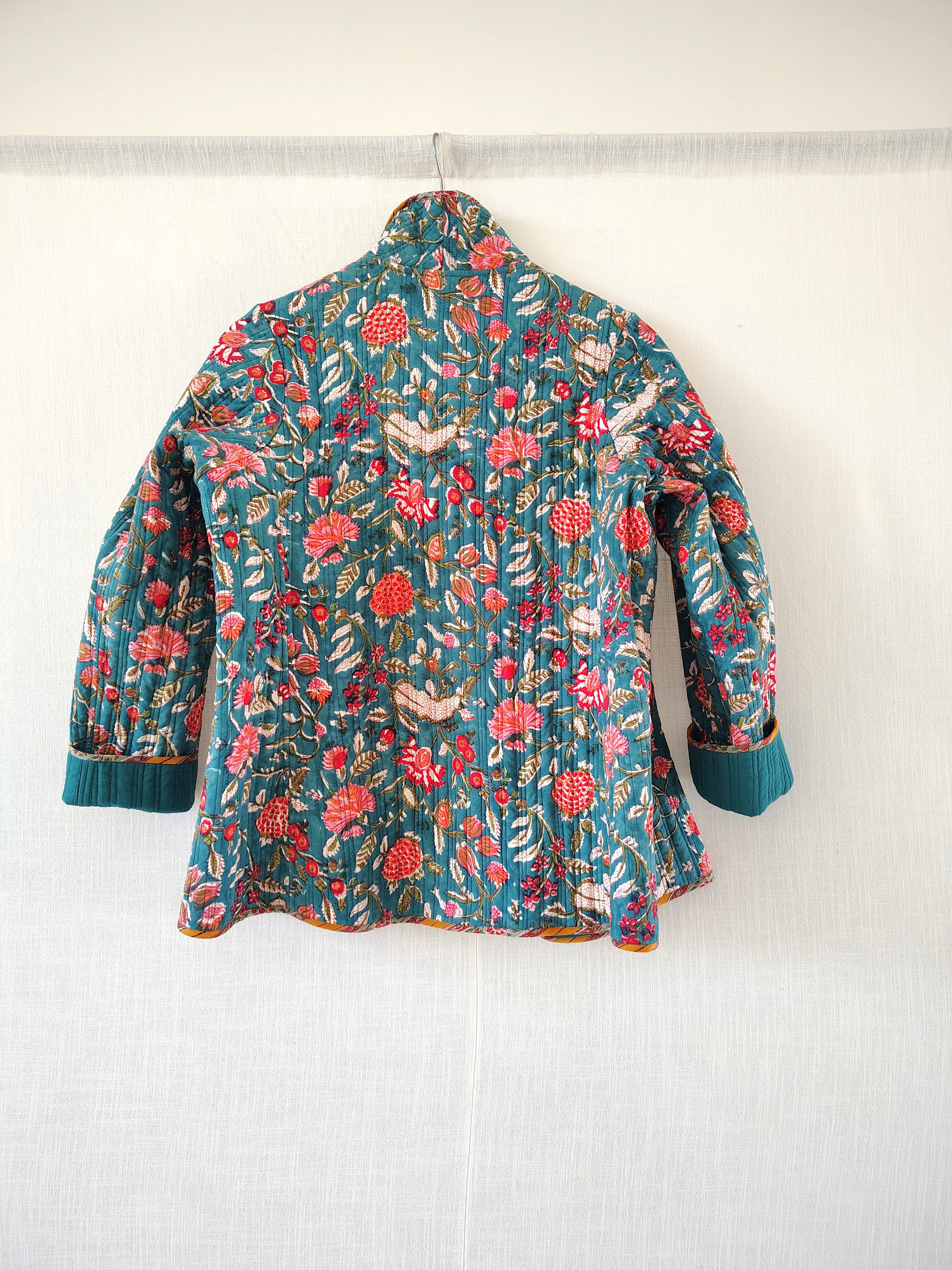 Boho Quilted Jacket Floral - Hand Block Printed