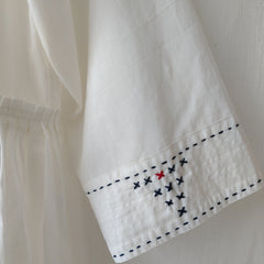 White Cotton Hand Embroidery Detail Midi Dress