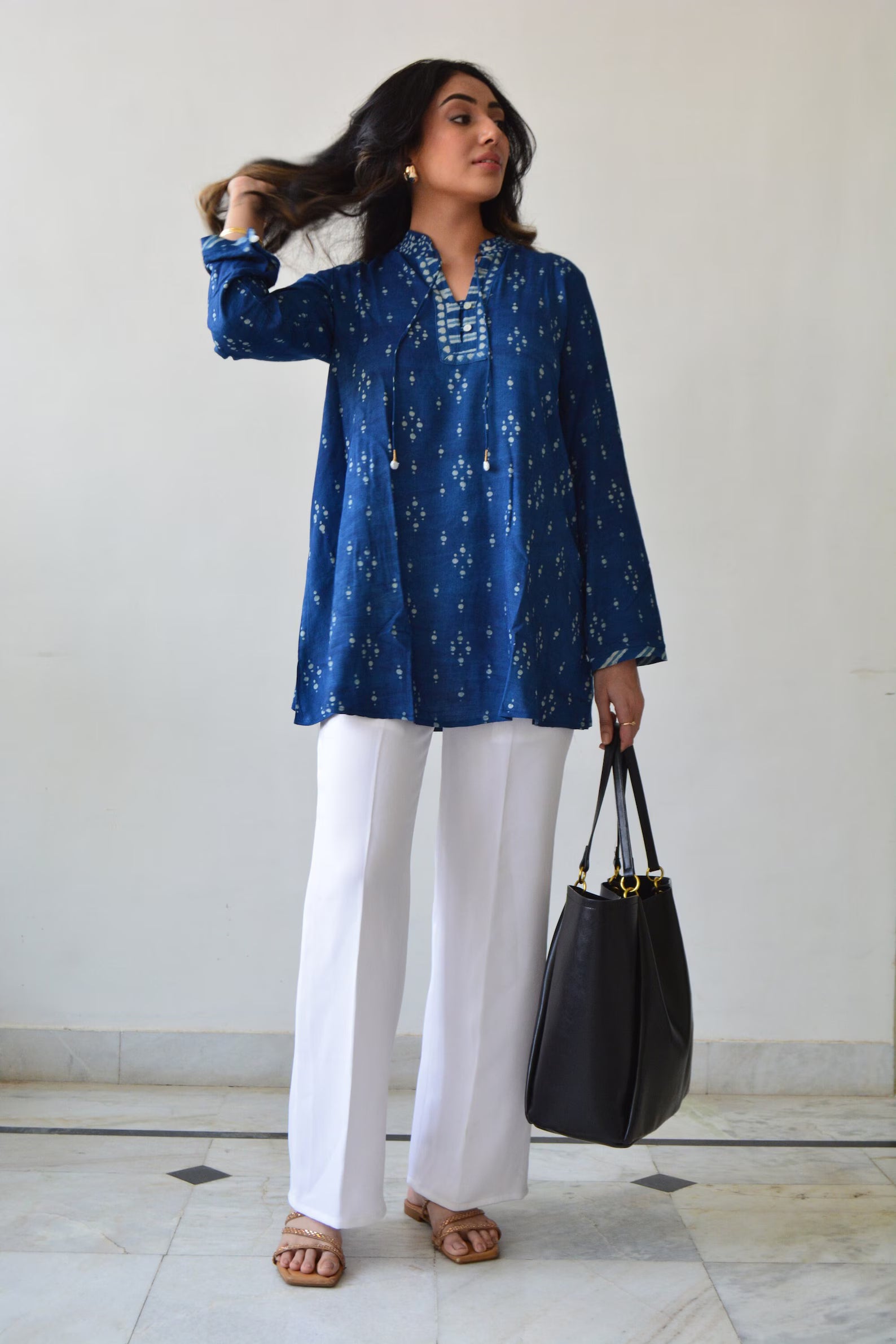 Indigo Tunic Top - Hand Block Print