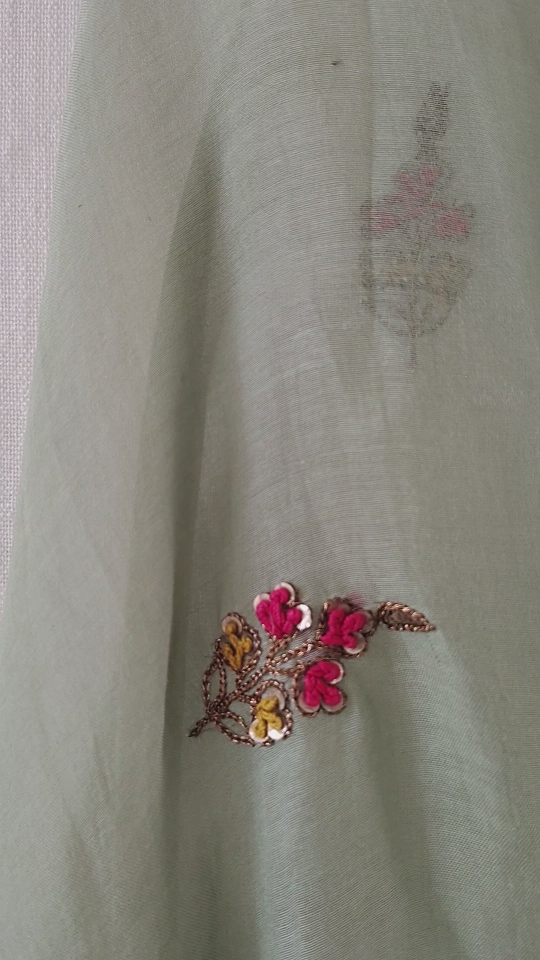 Hand Embroidered Festive Cotton Silk Chanderi Dupatta