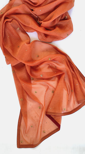 Rust chanderi Golphool saree